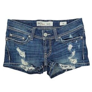 Buckle BKE Stella Denim Jean Shorts Distressed Women Size 28 Dark Wash Shortie